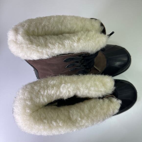 Sorel Caribou Waterproof Lined Winter Boots Men's Size 9 Brown Leather Rubber - Picture 10 of 13